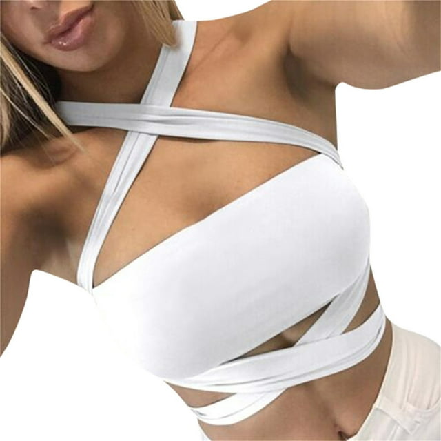 Pompotops Women's Wild Style Off The Shoulder Crop Tops Sequins Strapless Bra Tank Vests