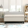 thumbnail image 3 of Storage Ottoman Bench with Wood Legs, Upholstered Bedroom Bench with Button-Tufted, Storage Bench with High-density Resilient Sponge Rivet Design for Bedroom, Linen, Darkgrey, 3 of 10