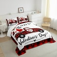 thumbnail image 3 of jejeloiu Valentine'S Day Gifts Bedding Comforter Set,Cartoon Loves Pattern Twin Comforter Sets,Red Black Checkered Bedding Set For Girls Kids,Ultra Soft Home Decor,2pcs, 3 of 8