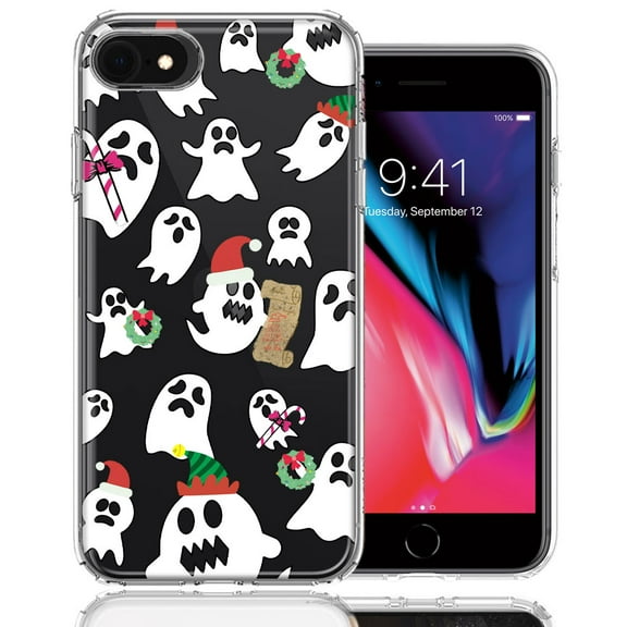 MUNDAZE For Apple iPhone 6/7/8/SE Halloween Christmas Ghost Design Double Layer Phone Case Cover