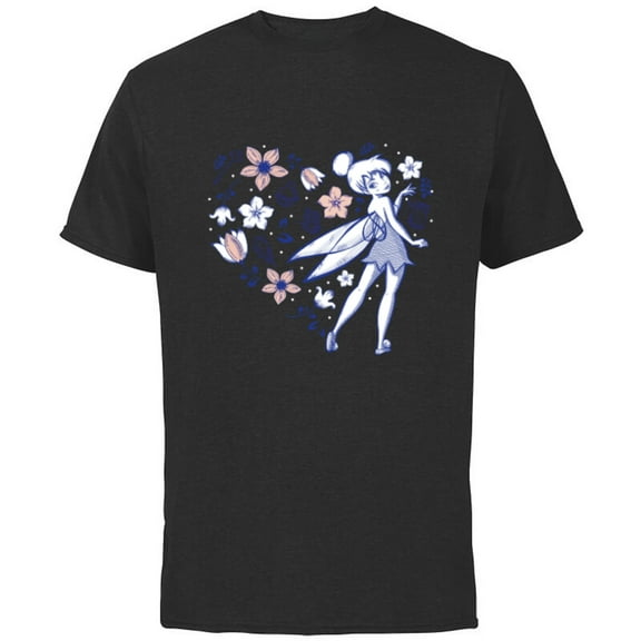 Disney Tinker Bell Storybook Heart Blue - Short Sleeve Cotton T-Shirt for Adults - Customized-Athletic Heather