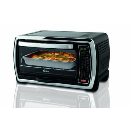 Oster Large Capacity Countertop 6-Slice Digital Convection Black & Polished Stainless Steel Toaster