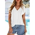 thumbnail image 4 of PRETTYGARDEN Spring Tops for Women Summer Fashion Clothes Dressy Casual Blouses Cap Sleeve V Neck Shirts Work Outfits, 4 of 10