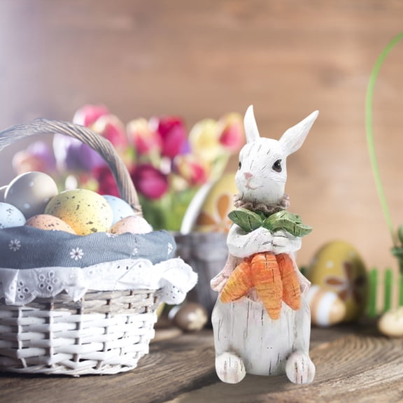 Goowood Easter Decorations Spring Decor Easter Bunny Figurines Easter Egg Radish Ornaments for Home Tabletop Display and Holiday Gifting