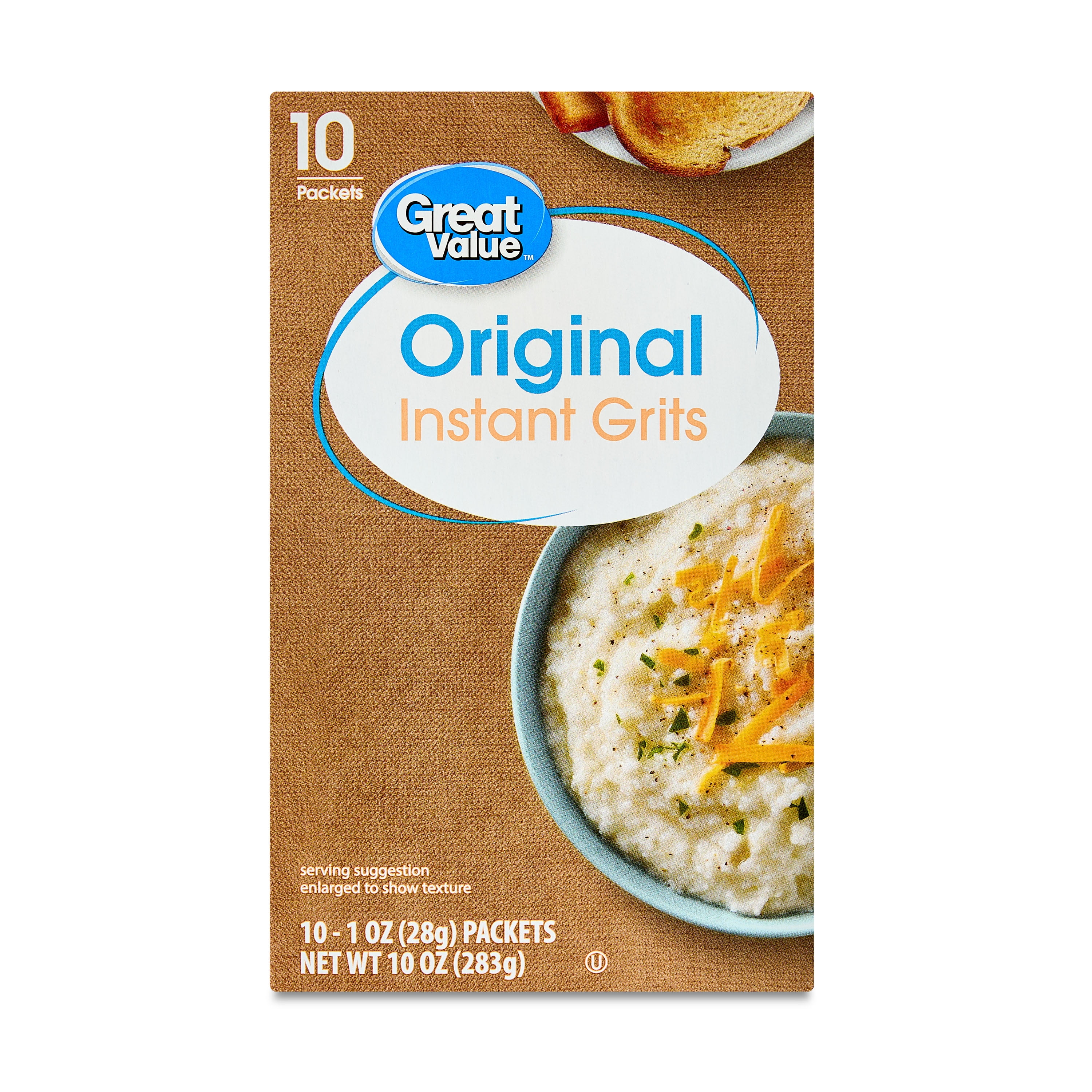 (6 pack) Great Value Original Instant Grits, 1 oz Box, 10 Count (Shelf-Stable Granules)