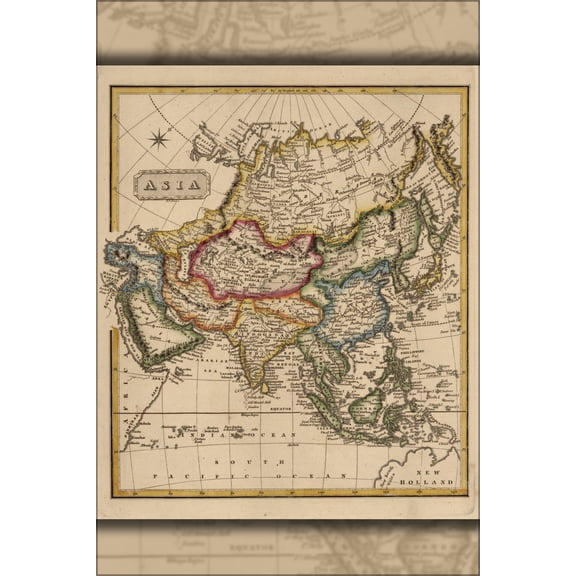 24"x36" Gallery Poster, map of Asia 1817