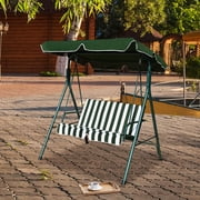Costway Loveseat Patio Canopy Swing Glider Hammock Cushioned Steel Frame Outdoor Green
