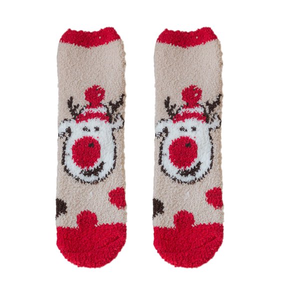 No Show Socks WomensBeigePrinted Coral‑fleece Indoor Slipper SocksRunning Socks1‑Pair
