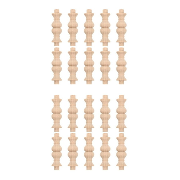 HOMEMAXS 20 pcs  Decorative Wood Craft Spindles For Home And Restaurant Unpainted Wooden Baluster Spindles For Staircase Interior Decor