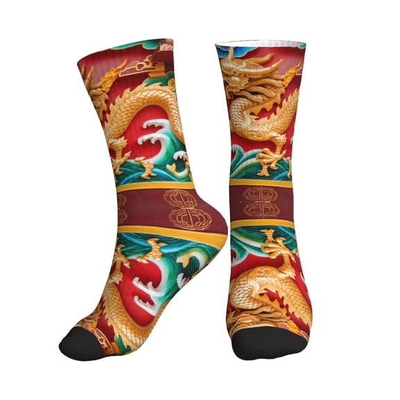 Athletic Socks Chinese Dragon Sport Running Calf Socks Crew Socks for Men Women