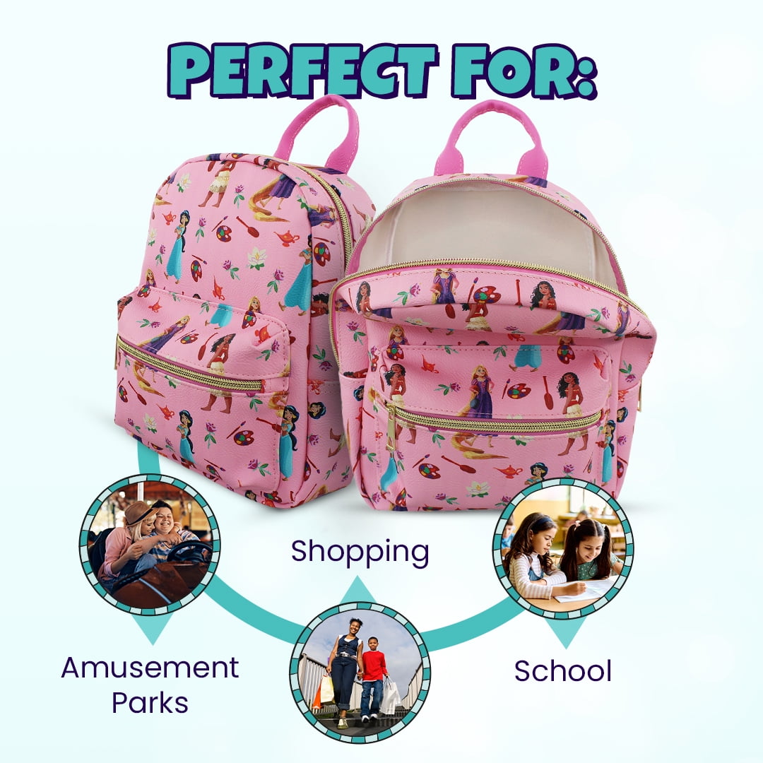 Disney Princess with Flowers Mini PU Leather Backpack Purse DPCM86YT