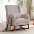thumbnail image 4 of HCHAIRH Rocking Chair Nursery, Nursery Rocking Chairs with Foot Rest,  Glider Rocker Nursing Chair with Back Pillow for Nursing, Living Room, Bedroom, Light Grey, 4 of 9