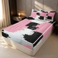 thumbnail image 3 of Erosebridal Oil Painting Zipper Full Size Comforter Sets with Fitted Sheet and 2 Pillowcases, Abstract Patchwork Zipper Bedding Set, Pink Black Gray, Pink Reversible, 3 of 7