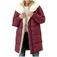 thumbnail image 2 of Abomasnow Women's Puffer Jacket Heavyweight Zip-up Button Down Jacket Winter Sherpa Fleece Lined Thicken Jacket with Faux Fur Hooded, 2 of 9