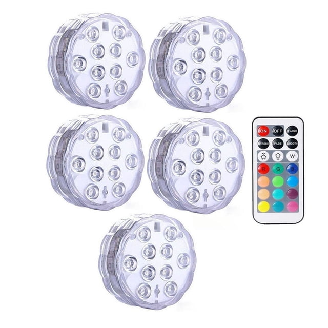 10leds RGB Submersible Light Underwater LED Night Light Swimming Pool Light For Outdoor Vase Fish Tank Pond Disco Wedding Party ,Easy to Install