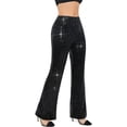 thumbnail image 3 of Dewadbow Women Sequin Bell Bottom Pants Glitter Sparkle High Waist Wide Leg Palazzo Trousers Bling Flare Pants Club Wear, 3 of 6