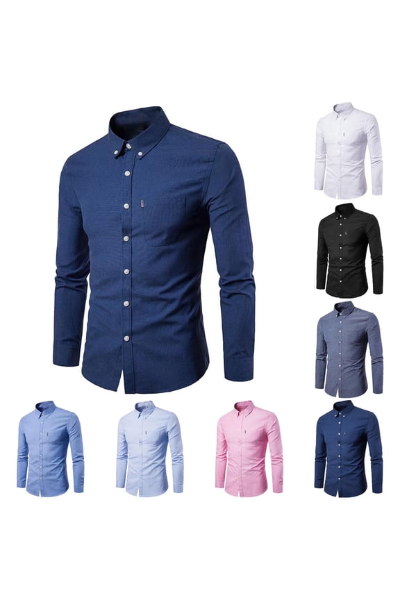 Mens Long Sleeve Button Down Shirts Soft Breathable Wrinkle Resistant Shirt Business Casual Formal Shirts Daily Work Dress Shirt Slim Fit Oxford Shirts