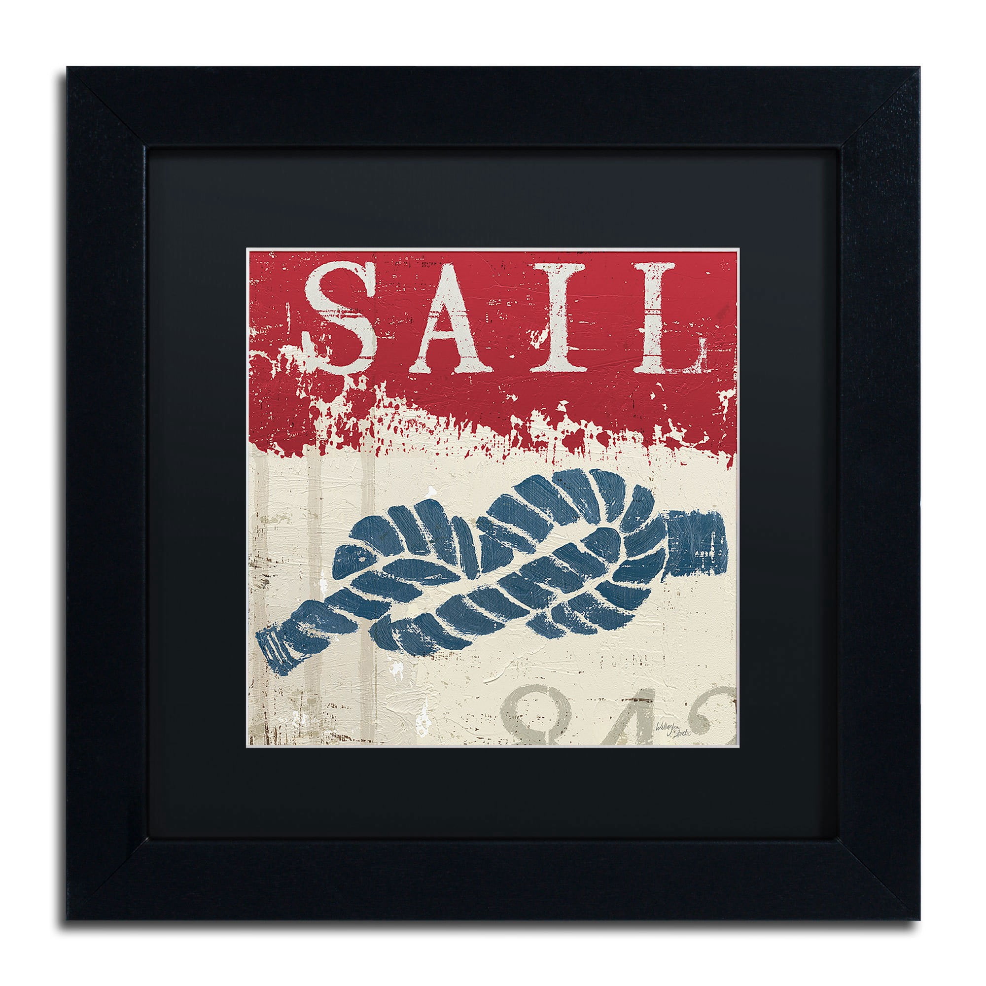 Trademark Fine Art "Nautical III Red" Canvas Art by Wellington Studio, Black Matte, Black Frame