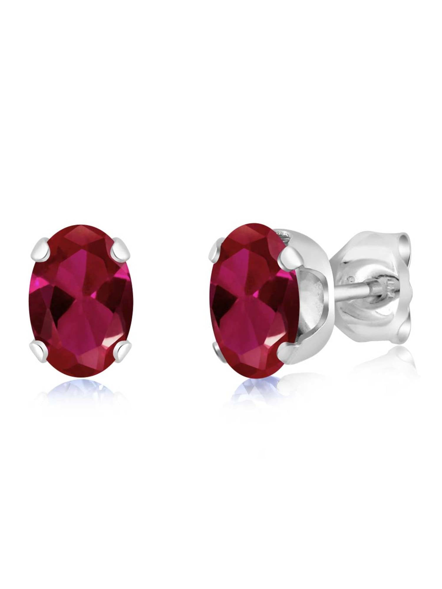 6x4 Mm Ovale Cut Natural Pink ruby Gemstone 925 Sterling Silver Stud Earring 