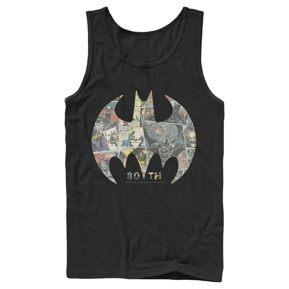 Men's Batman Shield Logo Comic 80th Anniversary Tank Top Black X Large
