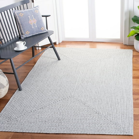 SAFAVIEH Braided Rishika Solid Machine Washable Reversible Area Rug, Silver/Grey, 2' x 3'