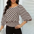 thumbnail image 6 of TMOYZQ Women's Crop Top Striped Crew Neck Short Sleeve Blouse Shirred Ruffle Peplum Blouse Tops, 6 of 9