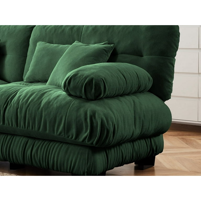 Modular Sectional Sofa 4-Seater With Movable Ottomans - Oversized U-Shape Deep Seat Chenille Couch, 146.5 Inch, Green 2 thumbnail image