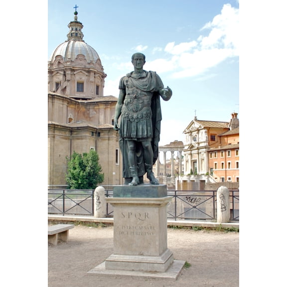24x36 gallery poster, Statue of Julius Caesar, Via dei Fori Imperiali, Rome