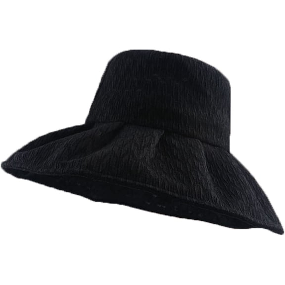 CoCopeaunts Wide Brim Bucket Hat Women Summer Autumn Folds Beige Bucket Cap Women Elegant Outdoor Shade Beach Fisherman Hat