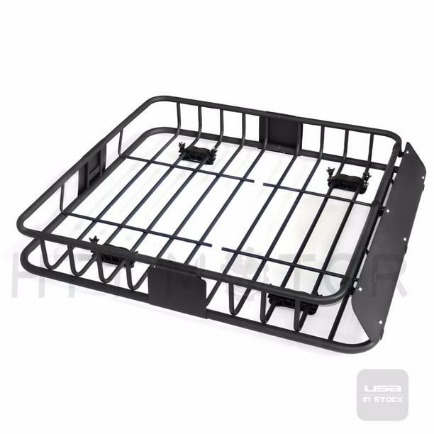 43" Universal Black Roof Rack Cargo Carrier w/ Luggage Hold Basket SUV