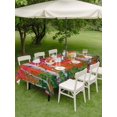 thumbnail image 5 of 52x70 Inch Outdoor Tablecloth with Umbrella Hole Zipper Rectangle Modern Oil Painting Rectangular Tablecloths Outside Waterproof Summer Botanical Red Green Patio Table Cloth Cover for Picnic Party, 5 of 8