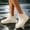 Beige, variant on Women Short Ankle Rain Boots, Waterproof Rubber Chelsea Wellies, Non Slip Thick Sole Outdoor Rain Shoes, Fashion Lightweight Mud Boots Black 7.5(39)