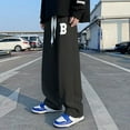 thumbnail image 2 of Pantalones deportivos de pierna ancha para hombre para verano: pantalones deportivos blancos acampanados y holgados, con corte amplio, para streetwear y ocio, 2 of 4