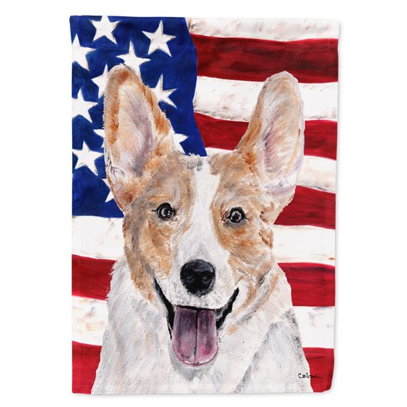 Carolines Treasures SC9624GF Cardigan Corgi with American Flag USA Flag Garden Size  Small multicolor