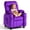 Purple, variant on Linor Kids Recliner Chair, Modern Velvet Lounge with Cup Holder, Footrest, Side Pockets, Gray