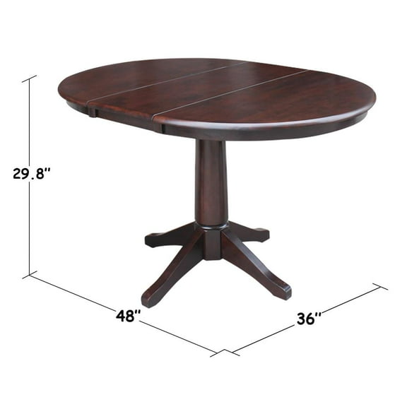 36" Round Top Pedestal Table with 12" Leaf - Dining Height