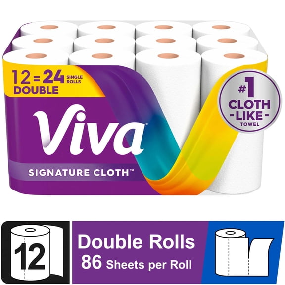 Viva Signature Cloth Paper Towels, 12 Double Rolls, 86 Sheets per Roll