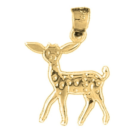 18K Yellow Gold Deer Pendant - 23 mm