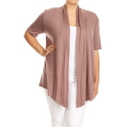 MOA Collection Women's Casual Open Front Short Sleeve Cardigan Made in USA