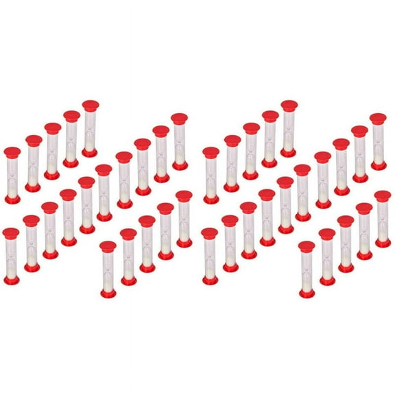 30 Sec Sand Timer Hourglass Sandglass Clock Countdown Bulk Toy Set Kids Games Pack of 40 (White Sand),40 x Sand Timer,red