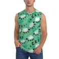 thumbnail image 2 of Lsque Sheep Zzz Print Men's Cotton Blend Sleeveless Muscle Shirts (S-3XL)- Moisture Wicking, Odor Protection, UPF 30+,Medium, 2 of 8