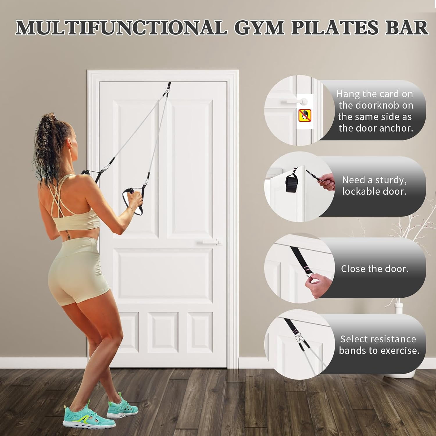 Pilates Bar Kit with Resistance Bands,Pilates Bar with Stackable Bands Workout Equipment for Legs,Hip,Waist and Arm,Exercise Fitness Equipment for Women & Men Home Gym Yoga Pilates