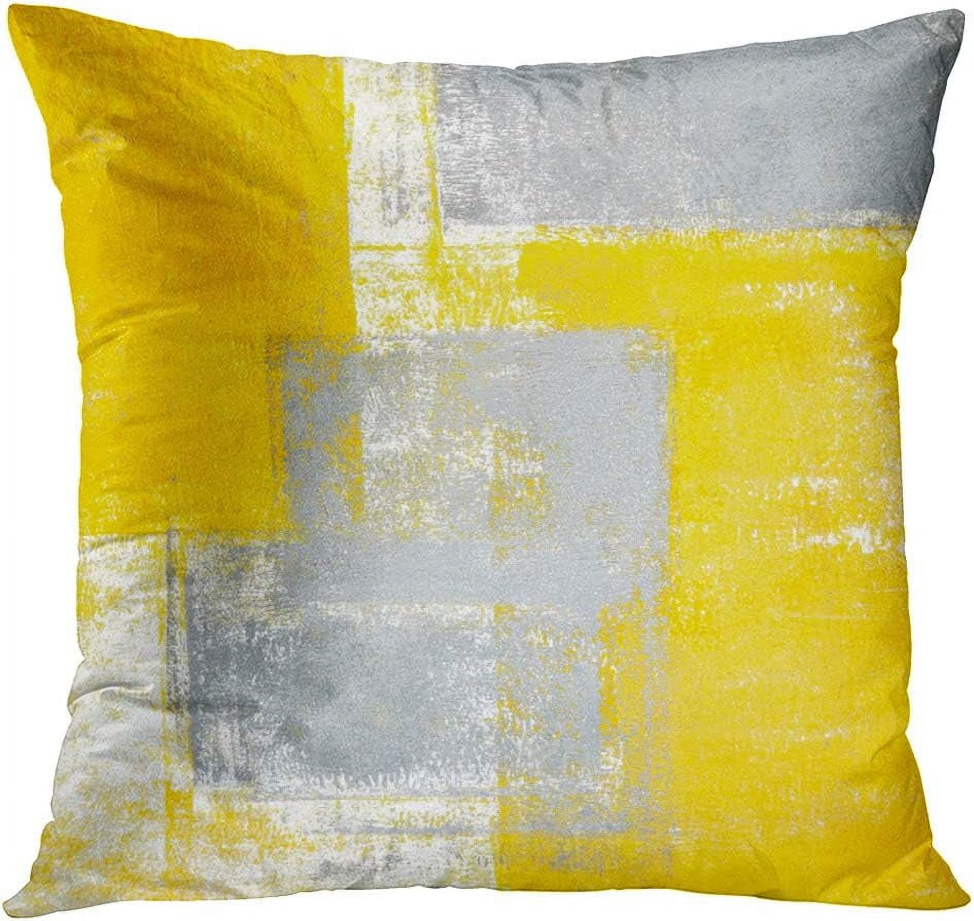 Home Decor Throw Pillow Covers Set of 4 16x16 Inch Grey and Yellow Cushion Cases for Living Room Sofa Decor Perfect for Adding a Pop of Color and Texture to Any Space