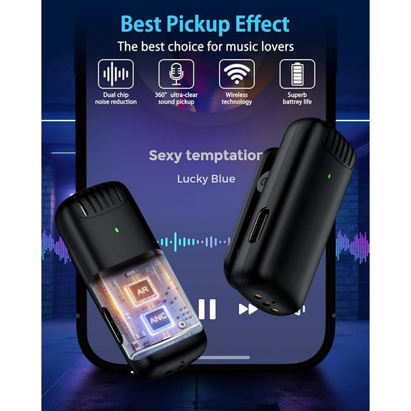 THESG-2Pcs Mini Wireless Microphone USB C Lavalier Mic for iPhone 16 15 Series, Lapel Type C Microfono Para Android Phone with Charging Case 48H Lav Mics Plug&Play for Video Recording Vlog Podcast Yo