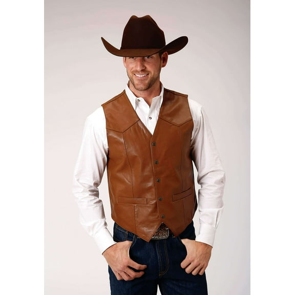 Roper Western Vest Mens Leather Chocolate Brown 02-075-0510-0502 BR