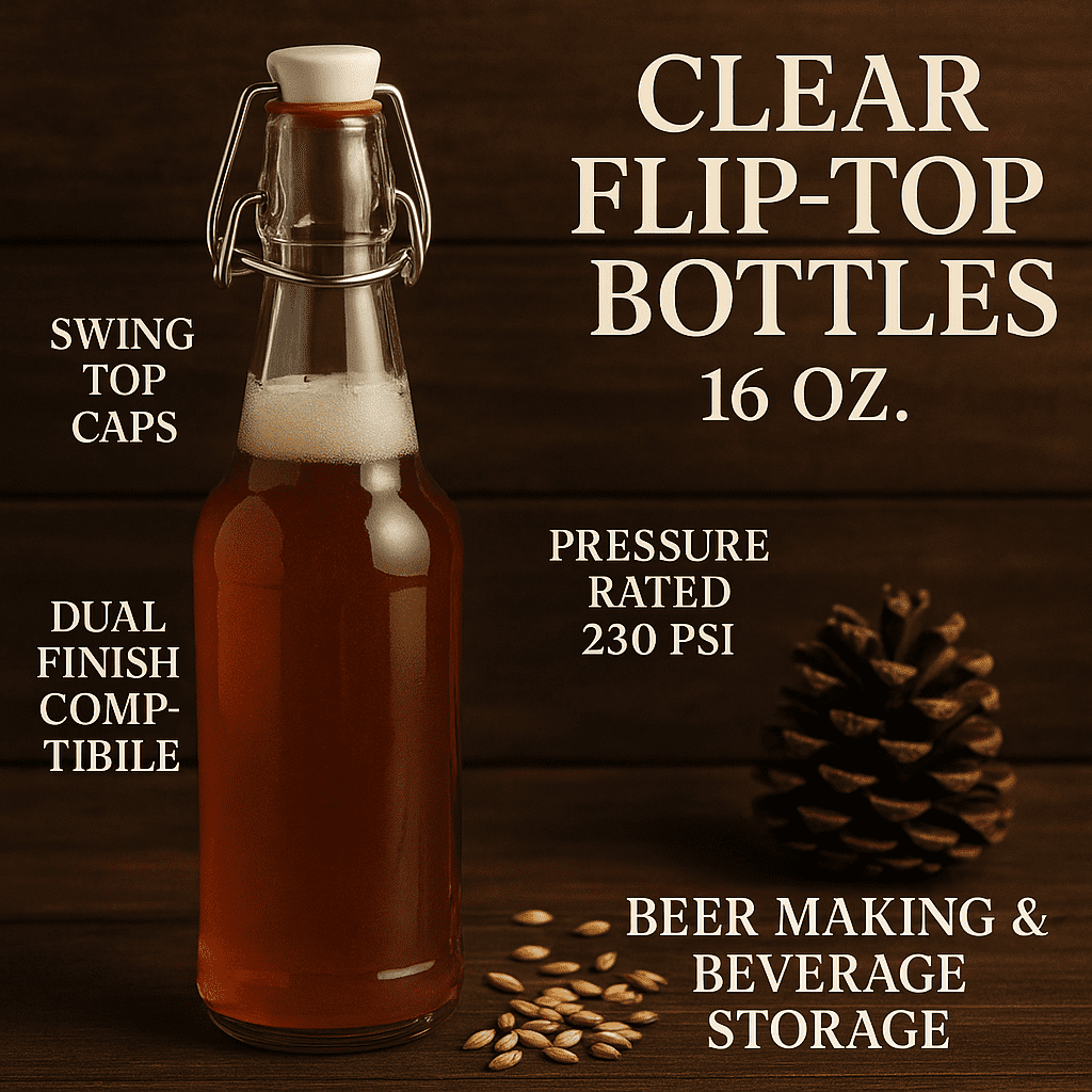 LD Carlson Clear Flip-Top Bottles 16 oz. - 12/Case
