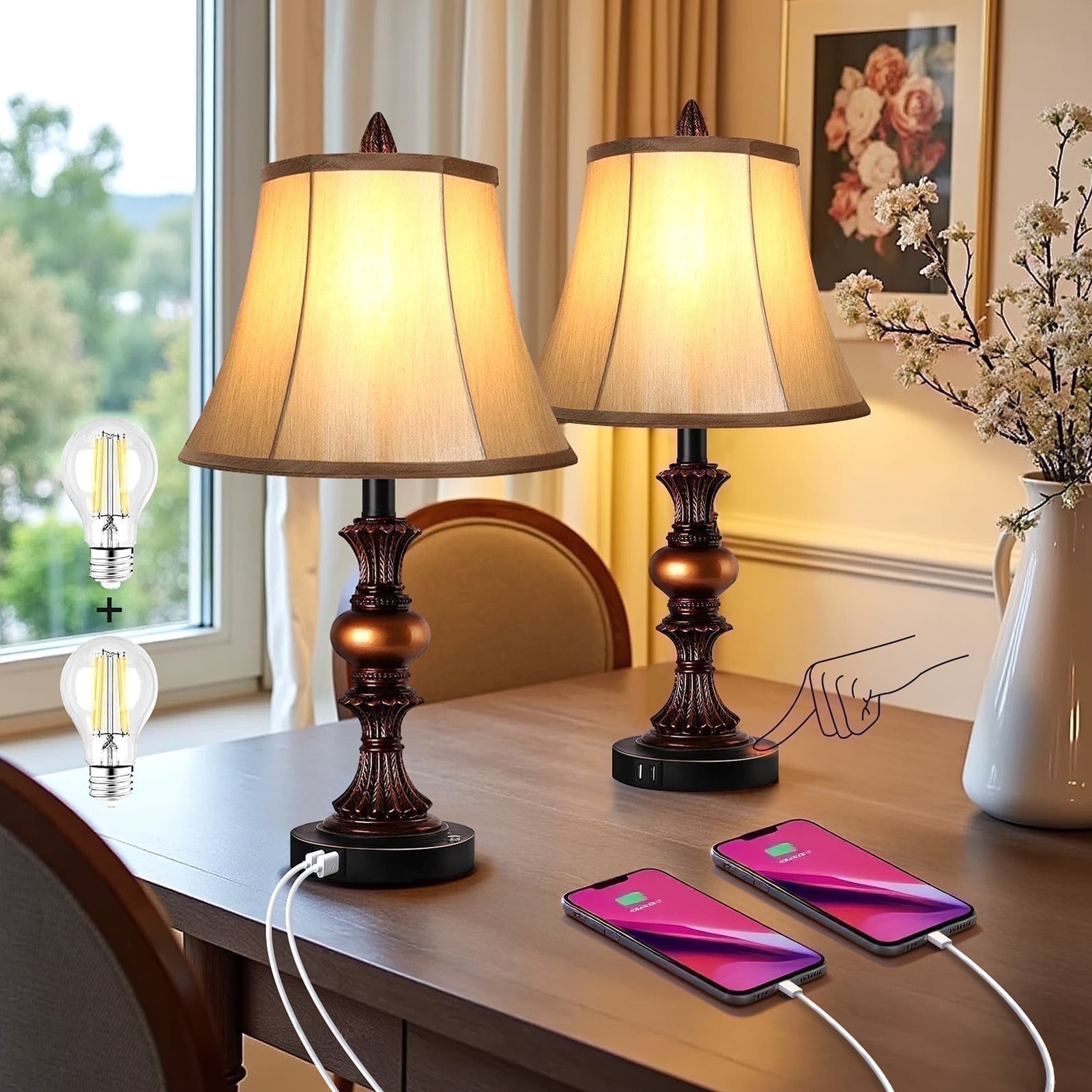 Safavieh Lani Leaf 32 in. H Antique Gold Table Lamp for