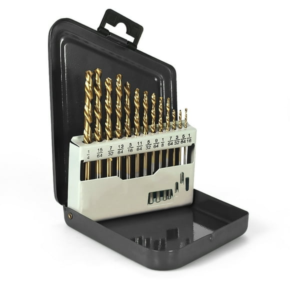 13pcs Left Handed Drill Bit Set M2 HSS with Titanium Nitride Coating (1/16" - 1/4")