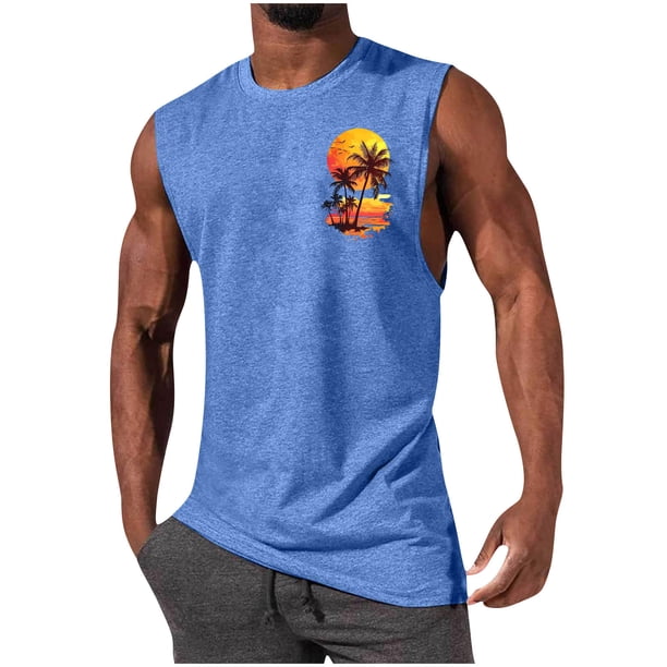 Pullover de Moda Casual para Hombres Cuello Redondo sin Mangas Suelto Primavera Y Verano