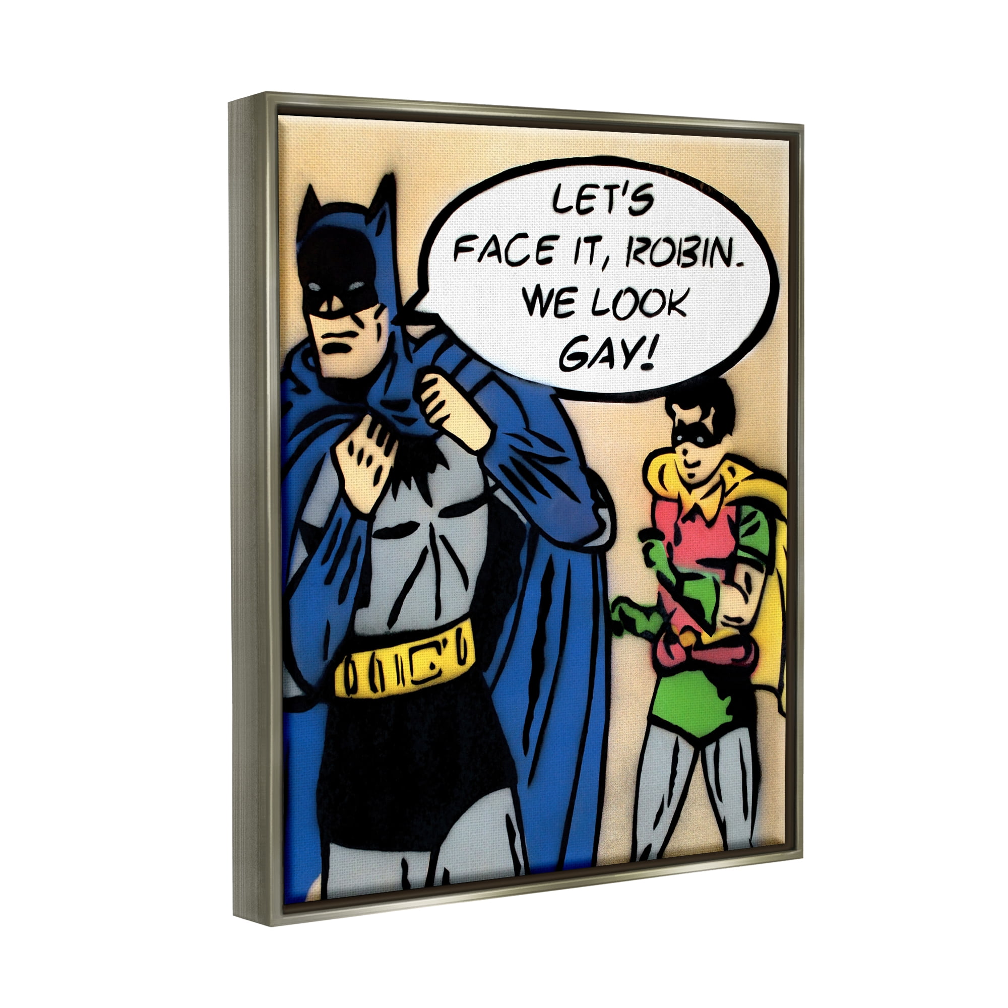 Stupell Industries Let's Face It Robin Funny Comic Fairy Tales & Fantasy Painting Gray Floater Framed Art Print Wall Art